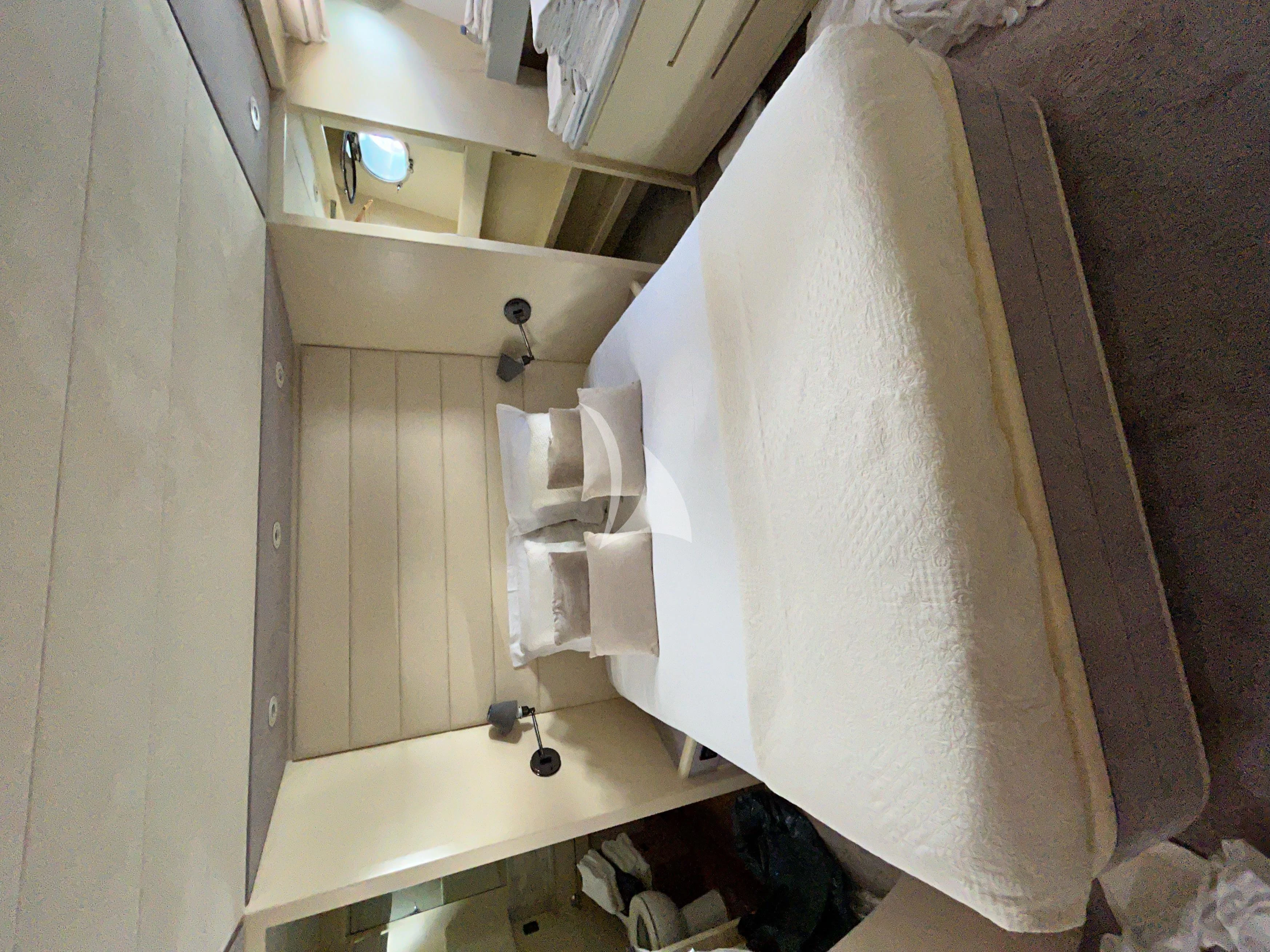 a room with a sink and a large wall with a large hole in it aboard LOLEA Yacht for Charter