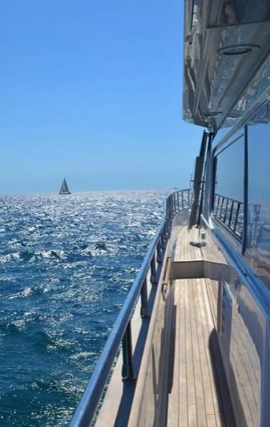 a boat on the water aboard LOLEA Yacht for Charter