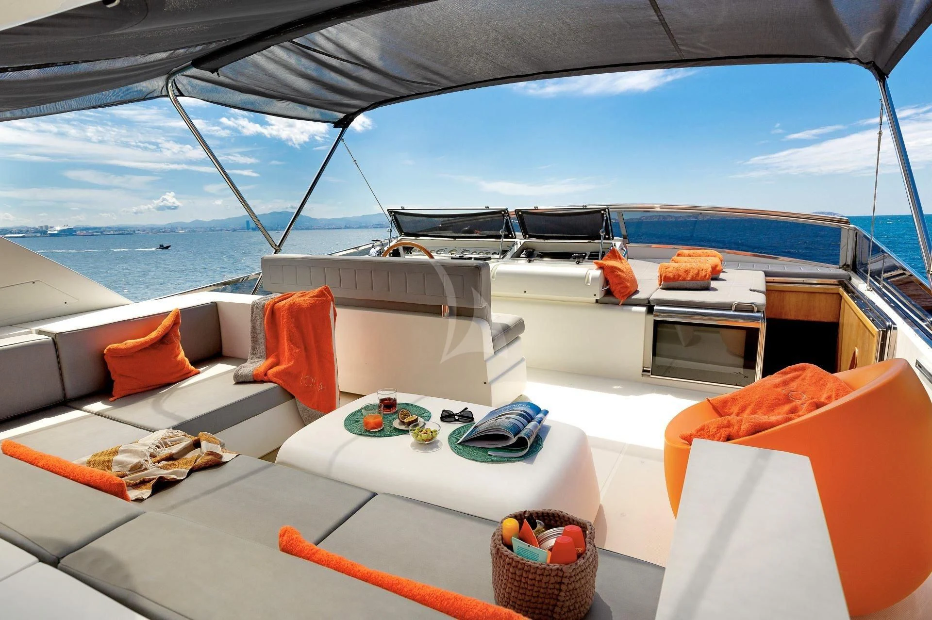 a boat on the water aboard LOLEA Yacht for Charter