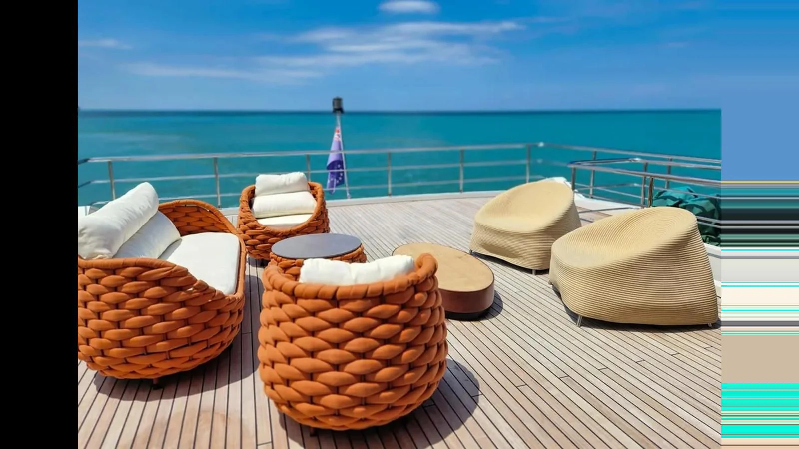 a table with food on it aboard INFINITE VOYAGE III Yacht for Sale