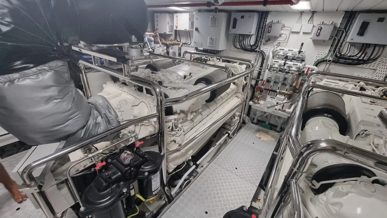 a room with a large group of machines aboard INFINITE VOYAGE III Yacht for Sale