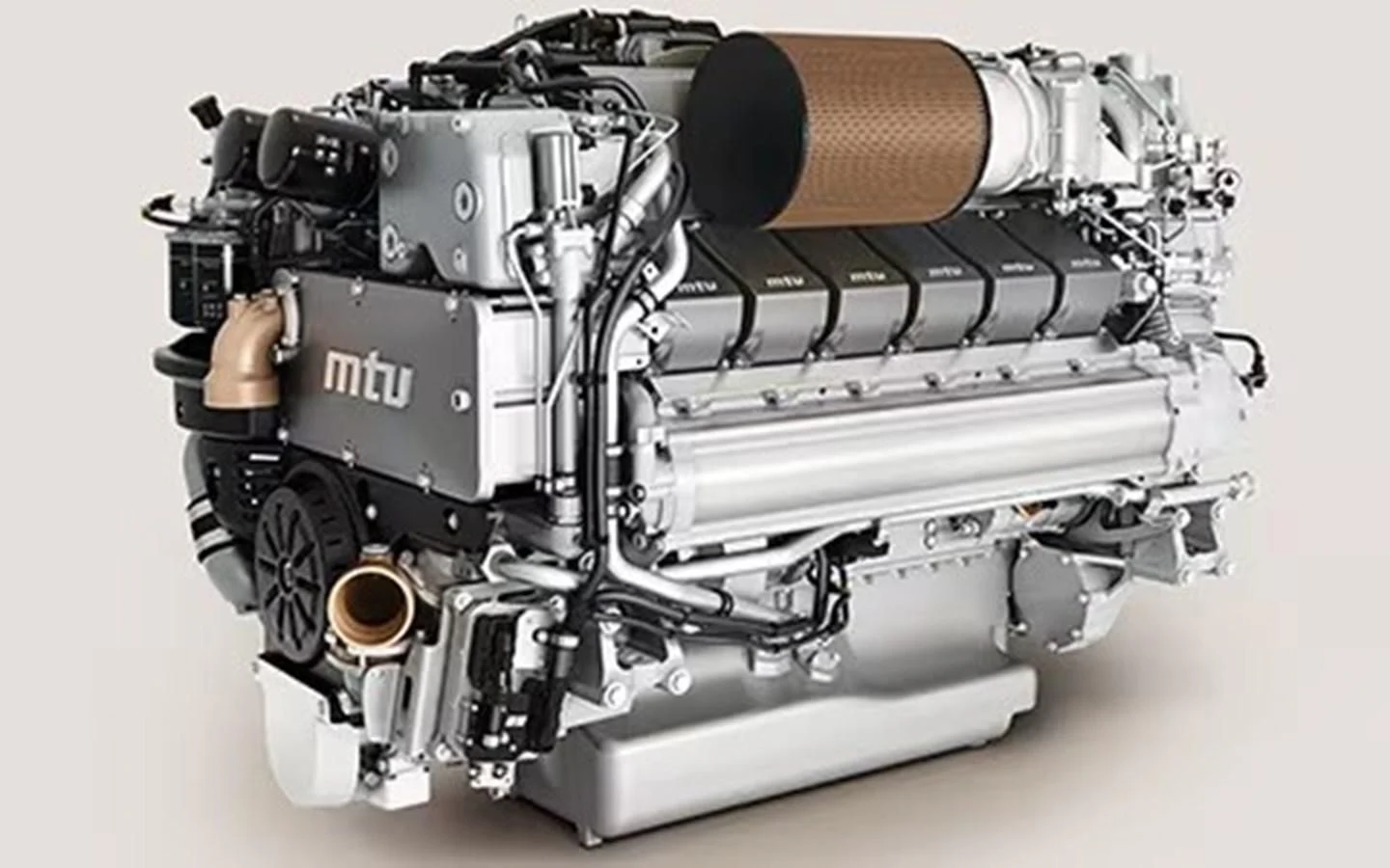 a black and white engine aboard INFINITE VOYAGE III Yacht for Sale