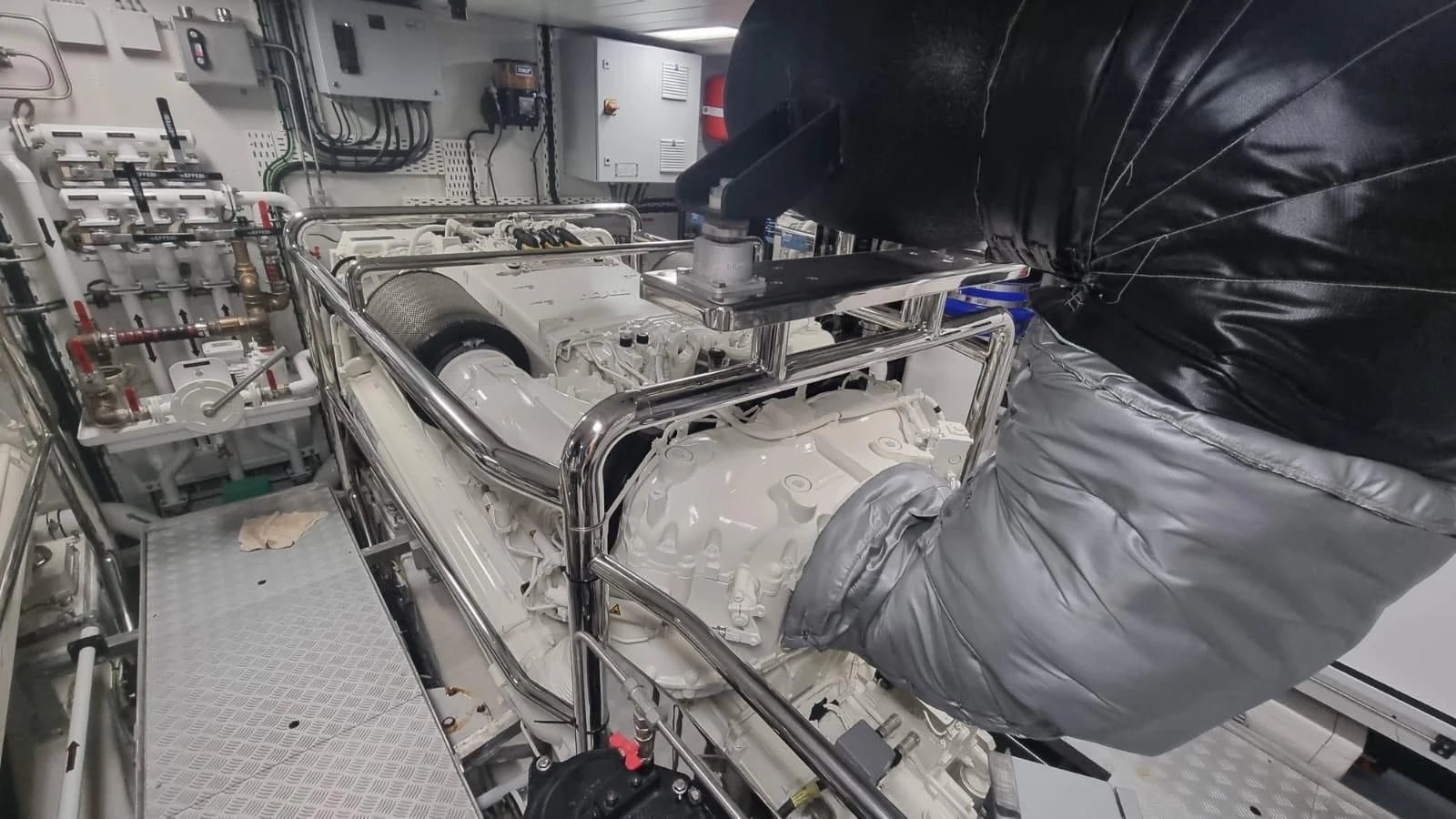 a close-up of a machine aboard INFINITE VOYAGE III Yacht for Sale