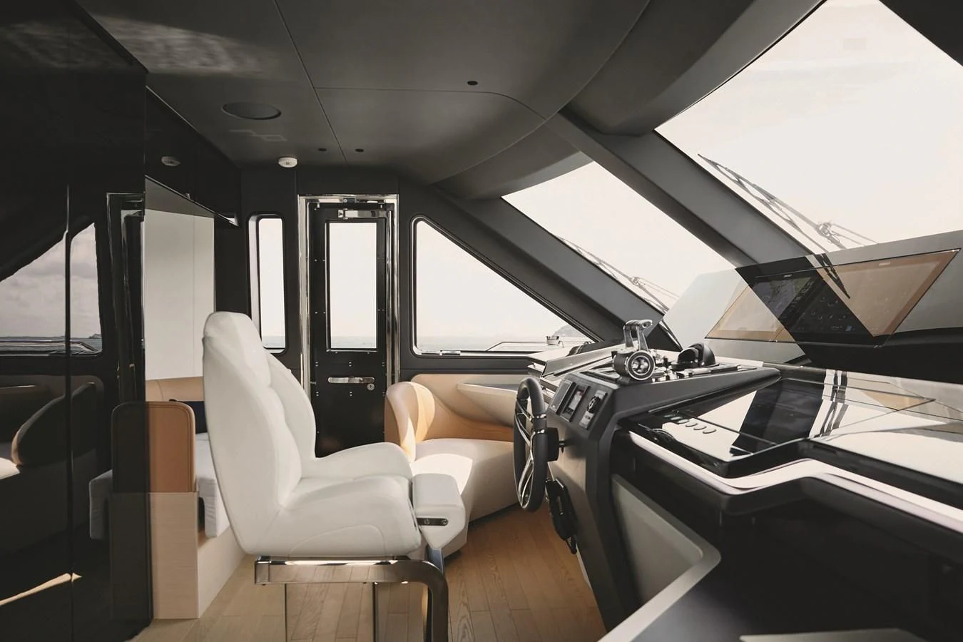 a room with a piano and a chair aboard EYE OF DESTINY Yacht for Sale