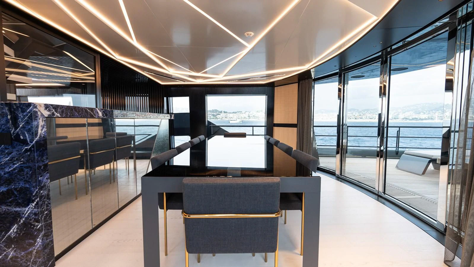 inside of a building aboard EYE OF DESTINY Yacht for Sale