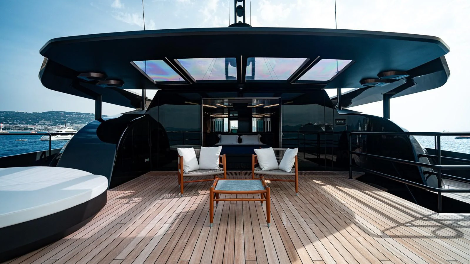 a large boat on a body of water aboard EYE OF DESTINY Yacht for Sale