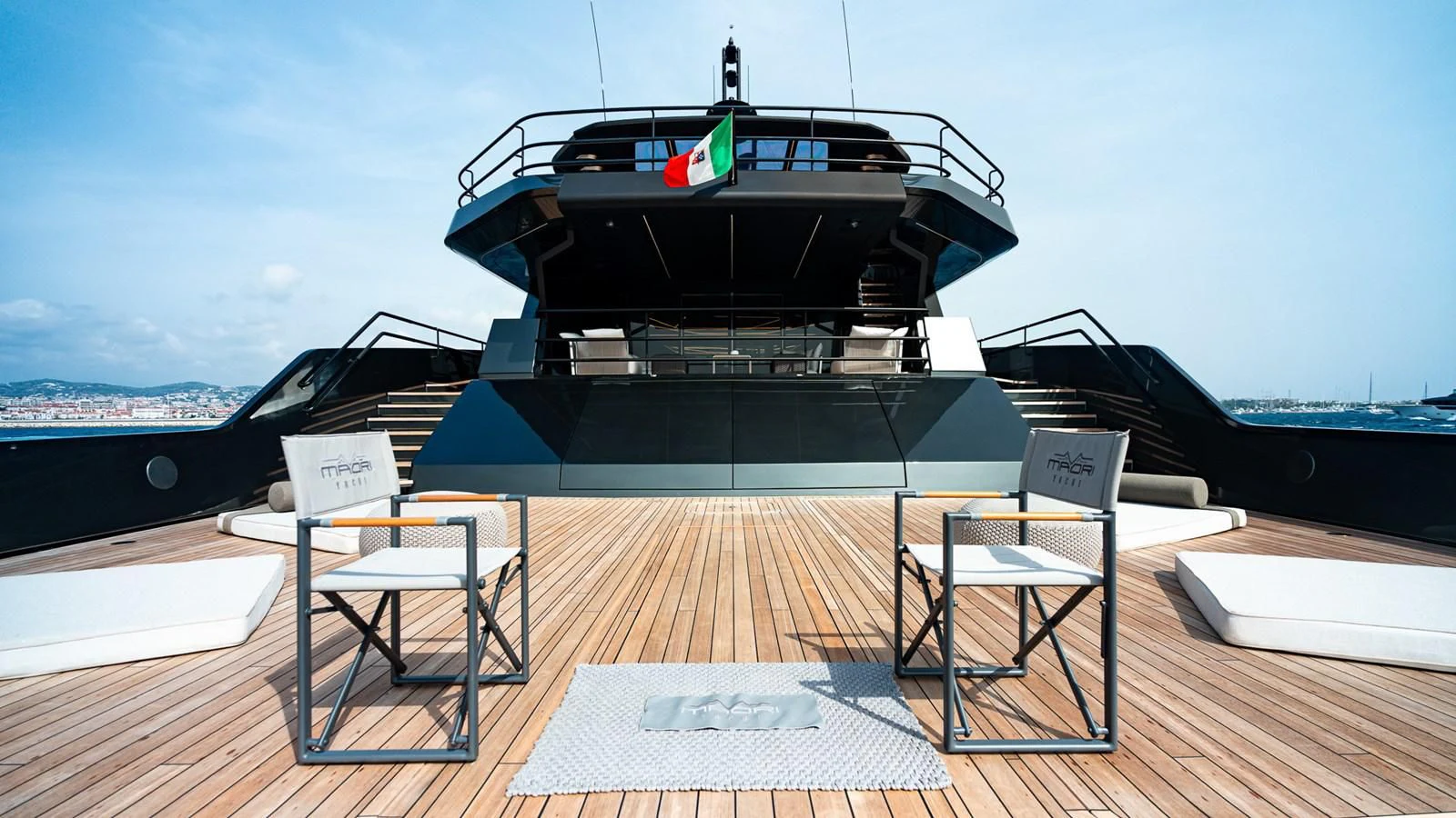 a boat on a deck aboard EYE OF DESTINY Yacht for Sale