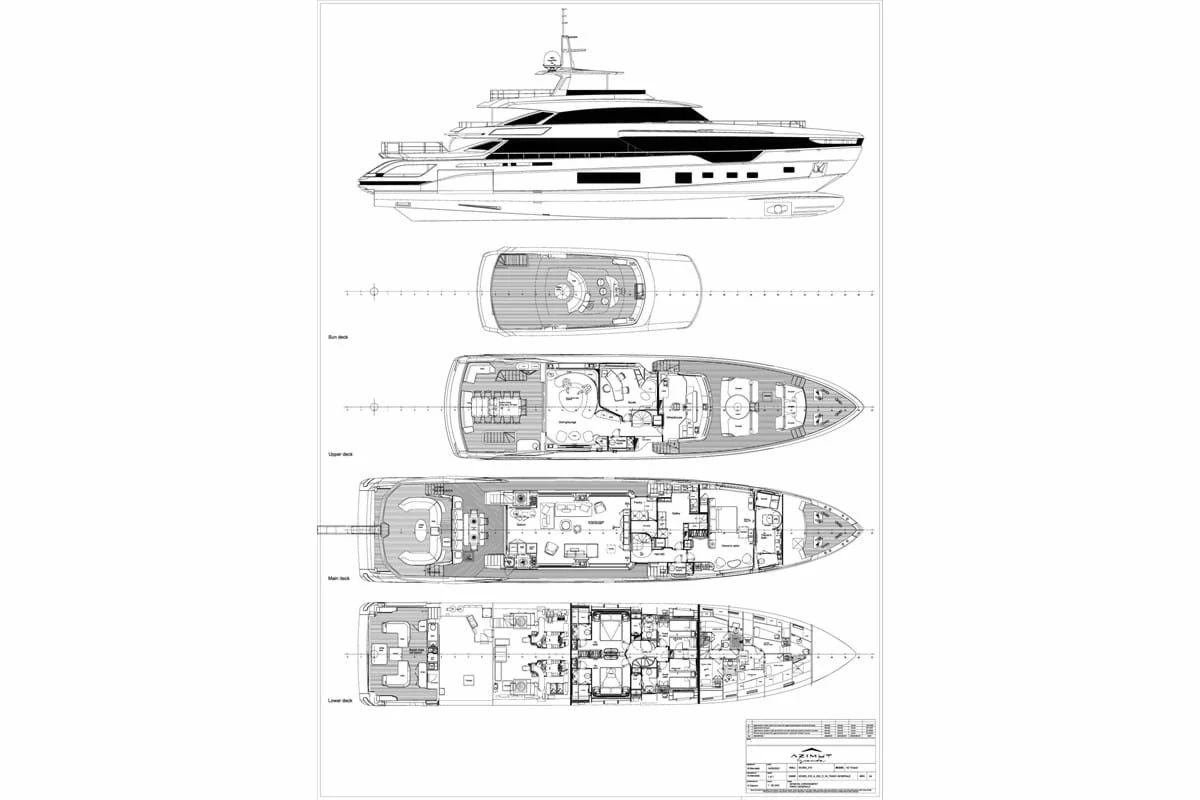 diagram, engineering drawing aboard EYE OF DESTINY Yacht for Sale
