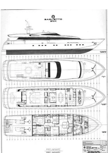 diagram, engineering drawing aboard BOLARO Yacht for Sale