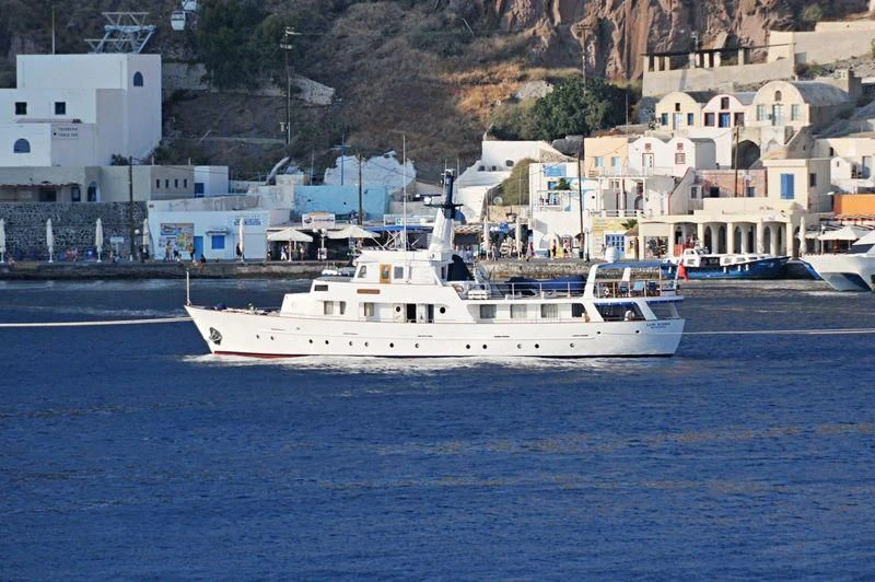 a white boat in the water aboard LA GRANDE DAME Yacht for Sale