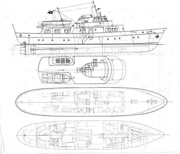diagram, engineering drawing aboard LA GRANDE DAME Yacht for Sale