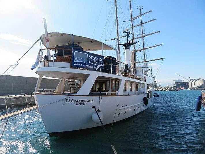 a boat in the water aboard LA GRANDE DAME Yacht for Sale