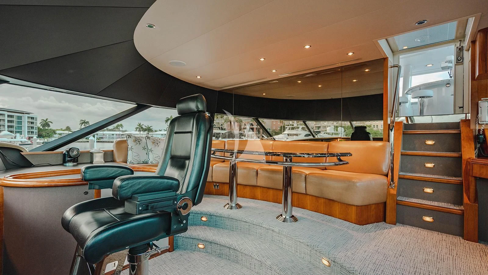 inside of a car aboard LA LADY Yacht for Sale