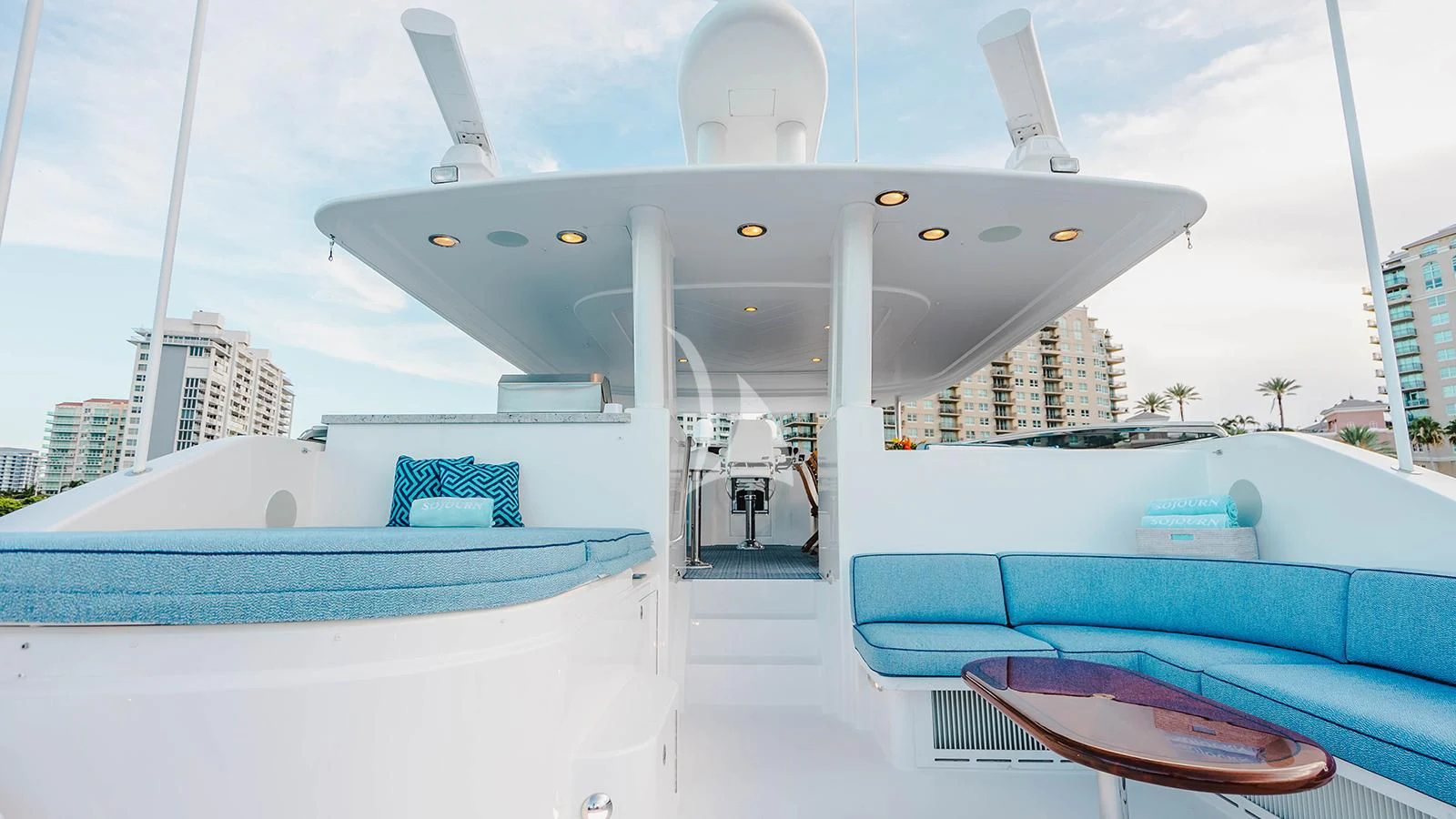a large white building with a dome aboard LA LADY Yacht for Sale