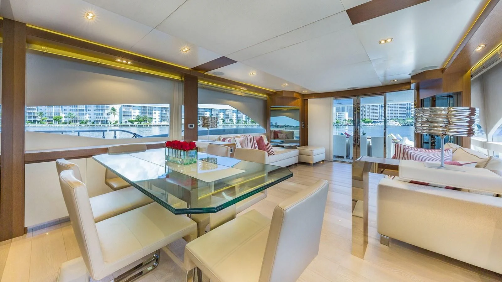 a modern looking living room aboard GOLDEN 3 Yacht for Sale