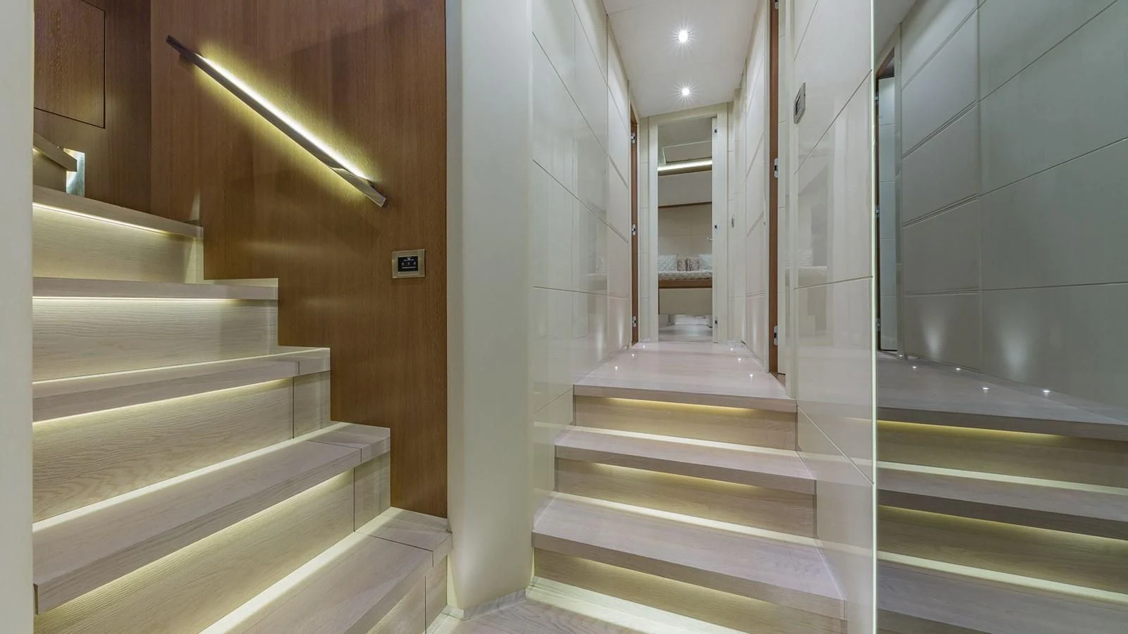 a bathroom with a glass shower aboard GOLDEN 3 Yacht for Sale