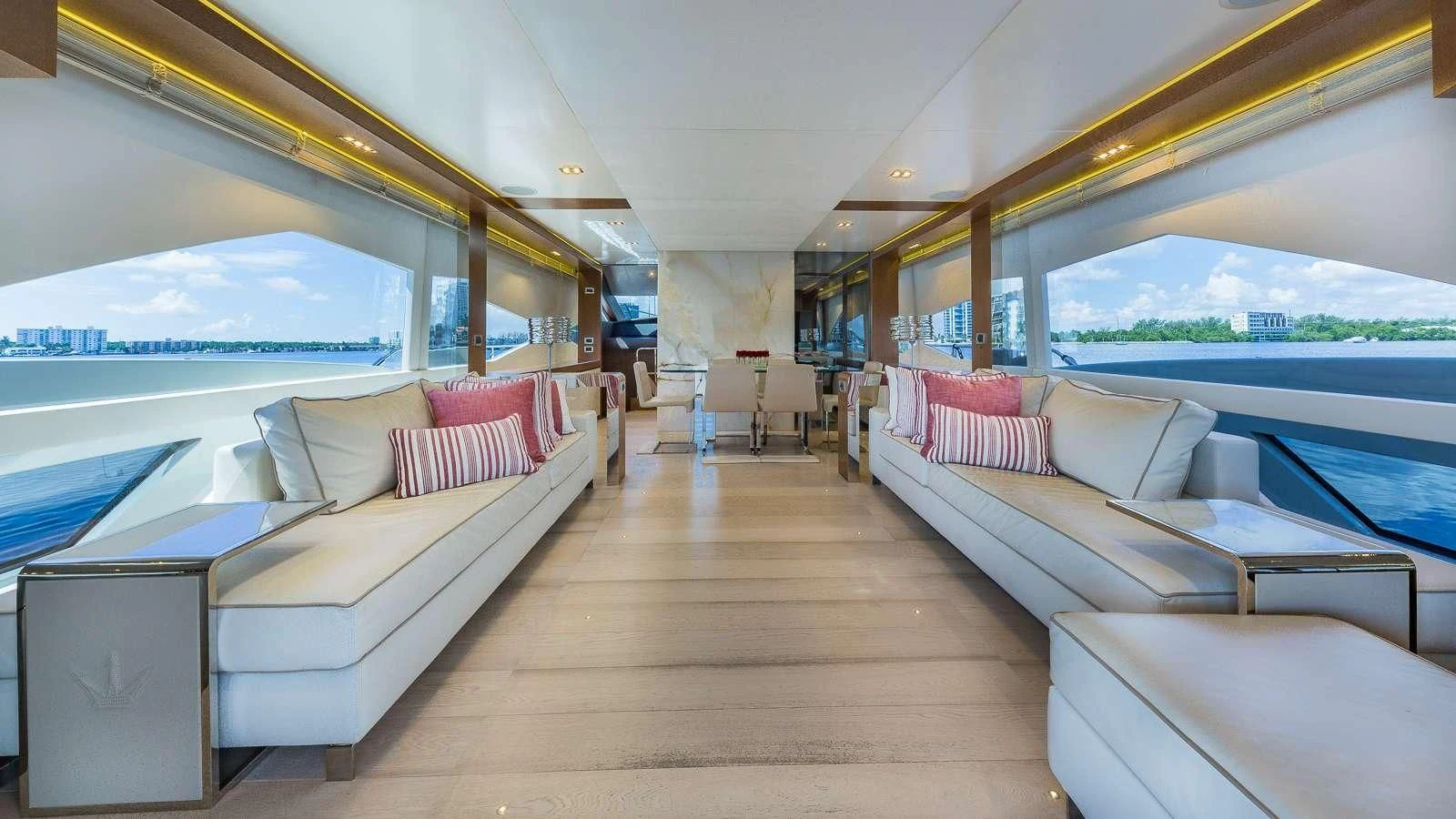 a room with a couch and a pool aboard GOLDEN 3 Yacht for Sale