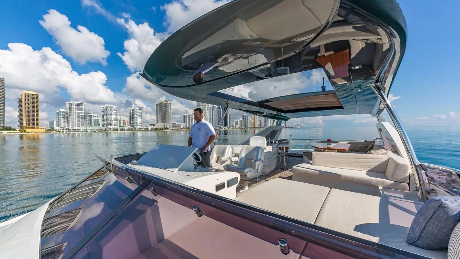 a person standing on a boat aboard GOLDEN 3 Yacht for Sale