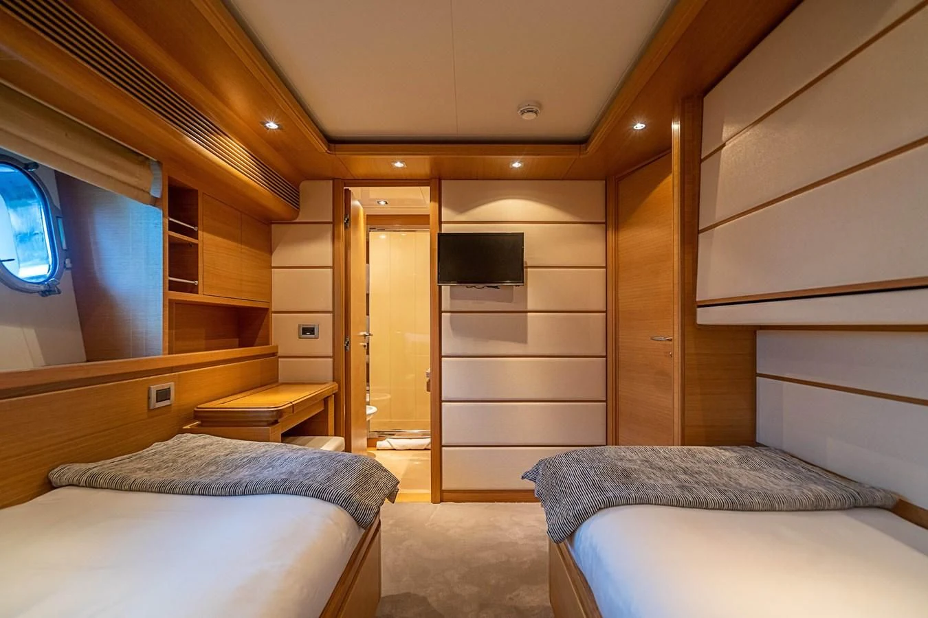 a cabin with a bunk bed aboard PATRON Yacht for Sale