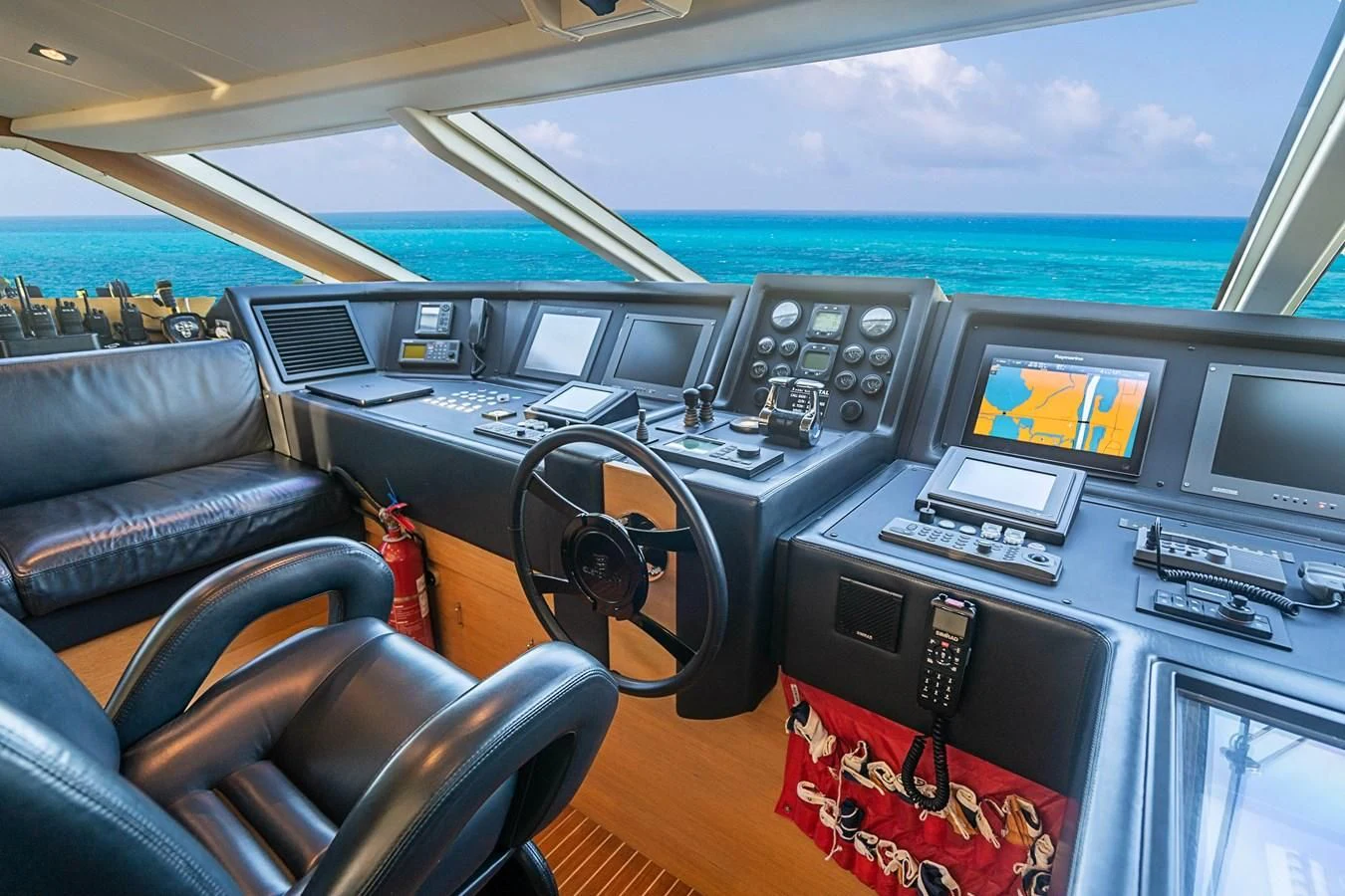 inside of a car aboard PATRON Yacht for Sale