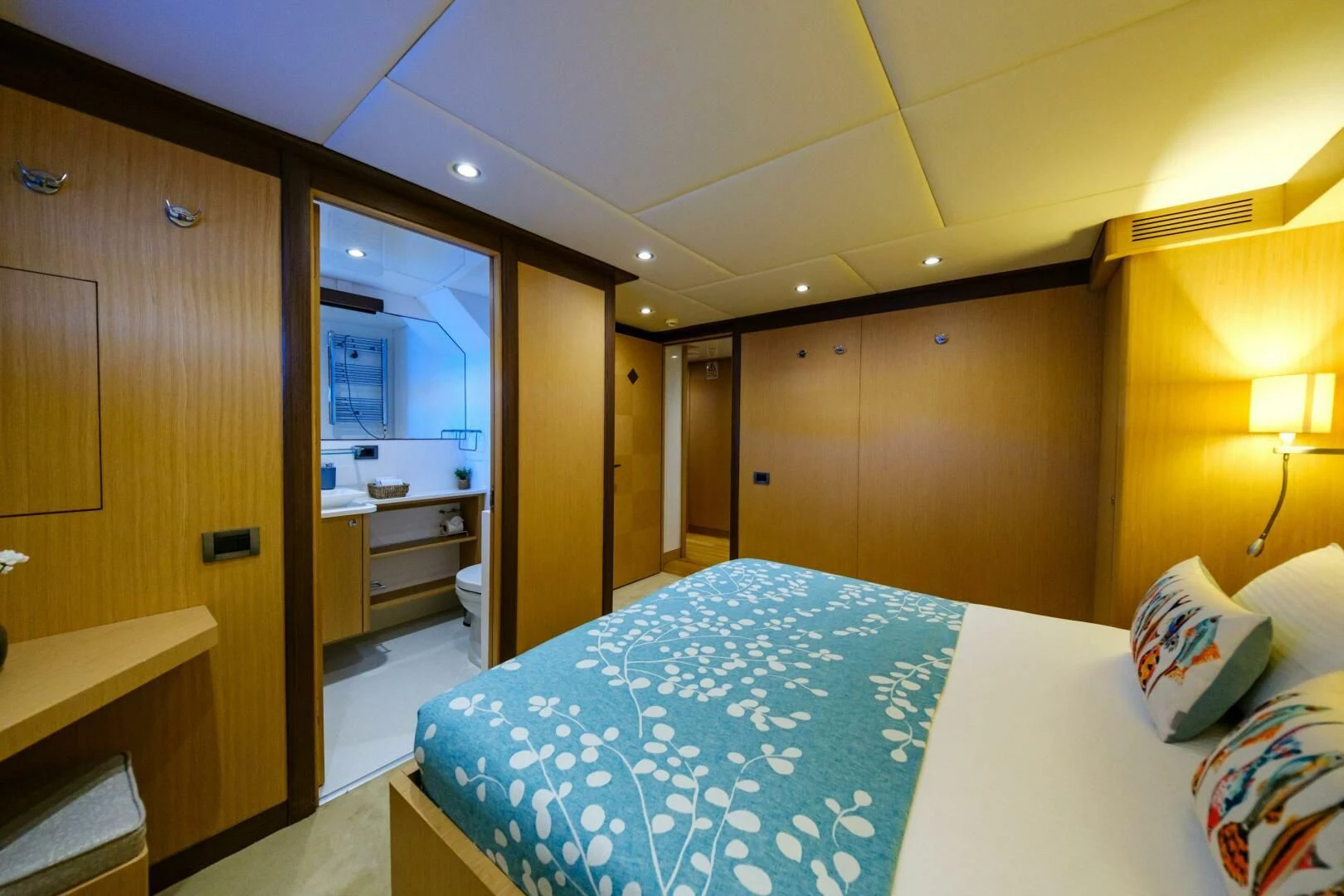 a bedroom with a bed aboard OTTAWA IV Yacht for Sale