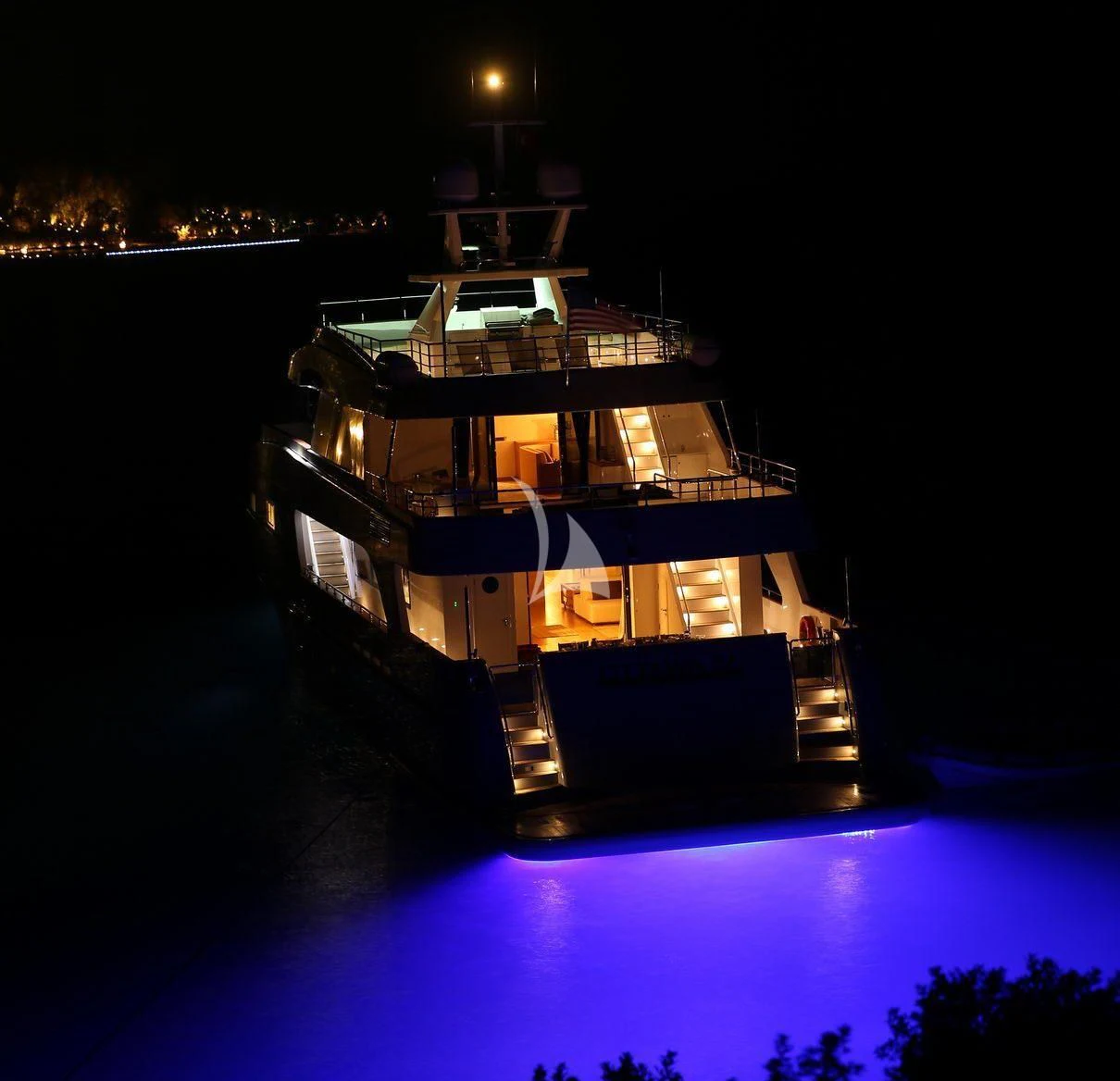 a large white and black tower aboard OTTAWA IV Yacht for Sale