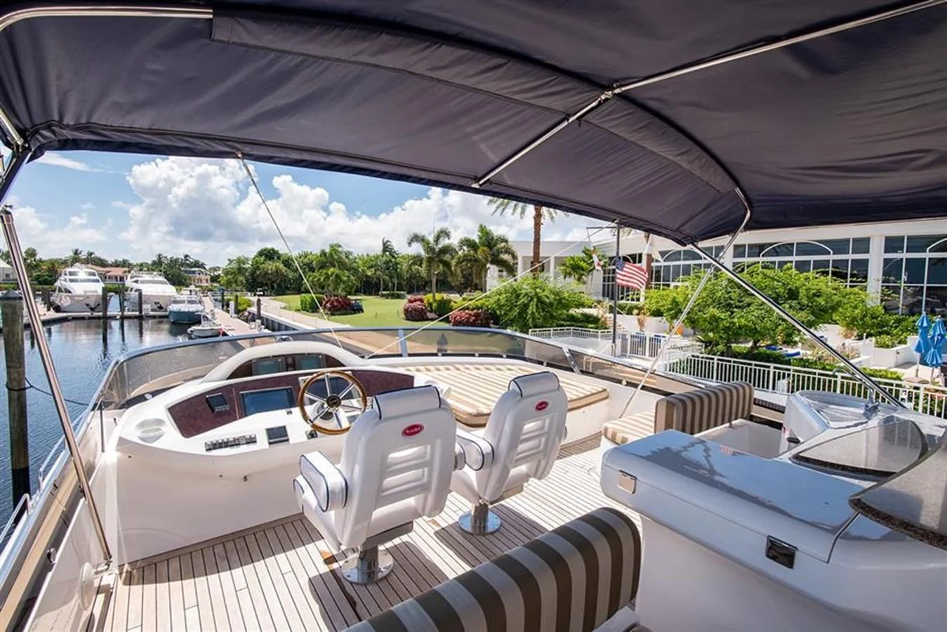 a boat with many seats aboard MY MEDICINE Yacht for Sale
