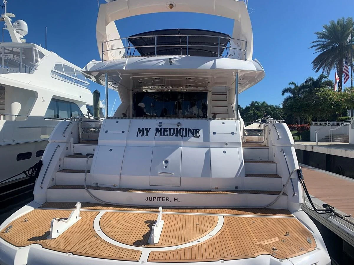 a boat on a dock aboard MY MEDICINE Yacht for Sale