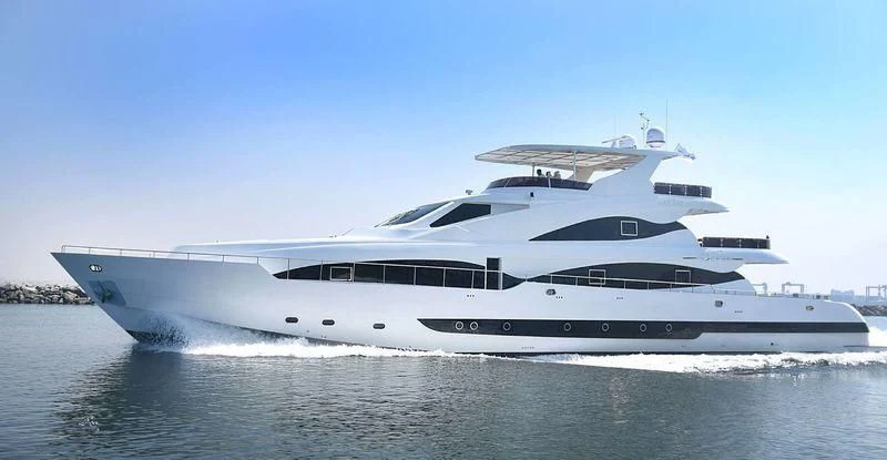 a large white yacht aboard STARDOM Yacht for Sale