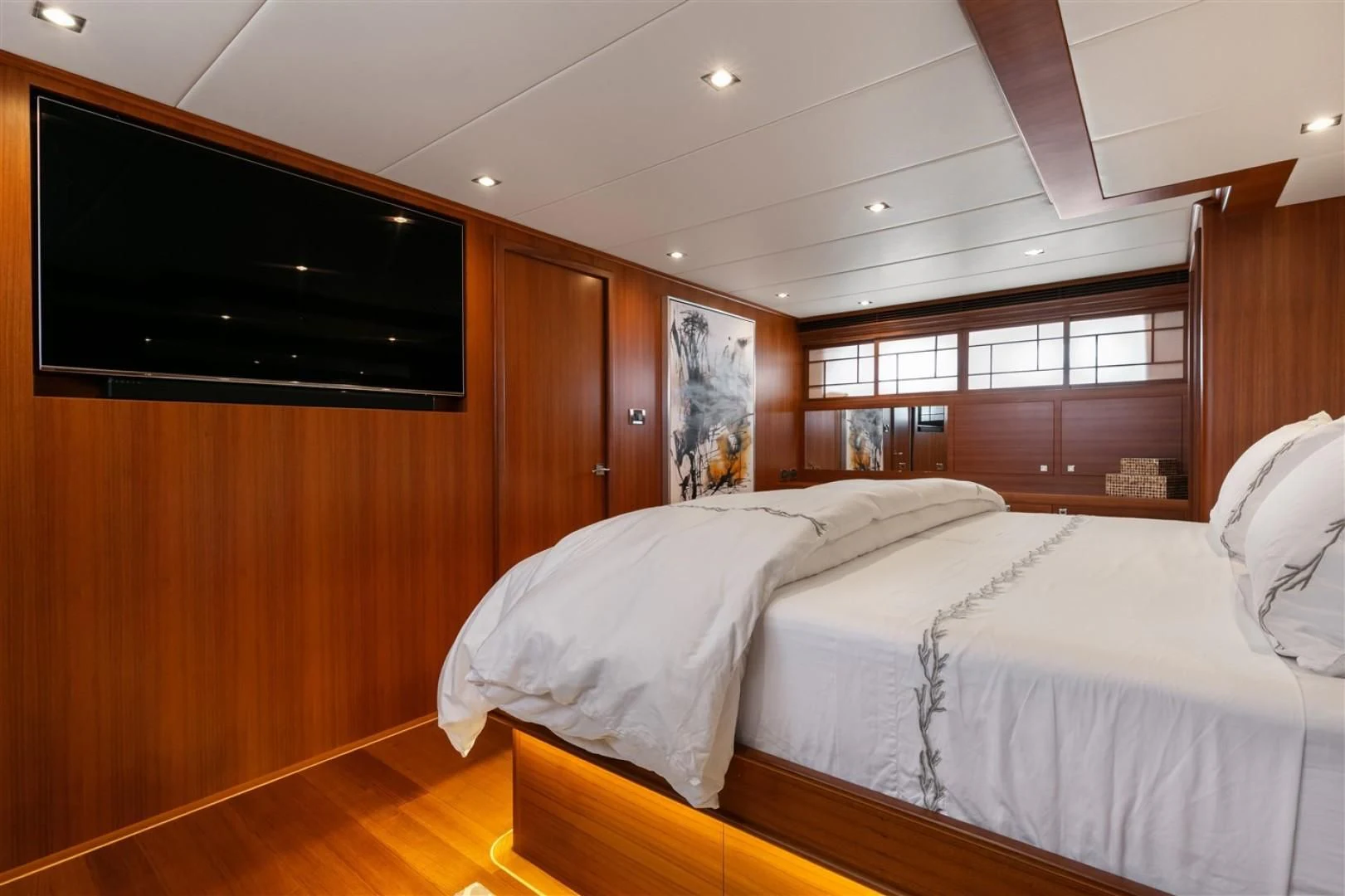 a room with two beds aboard BLUE CHIP Yacht for Sale