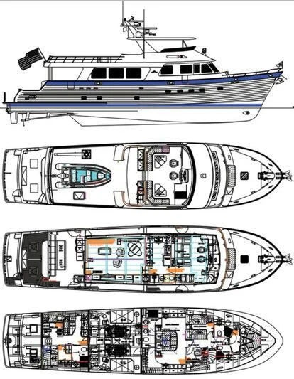 diagram, engineering drawing aboard BLUE CHIP Yacht for Sale