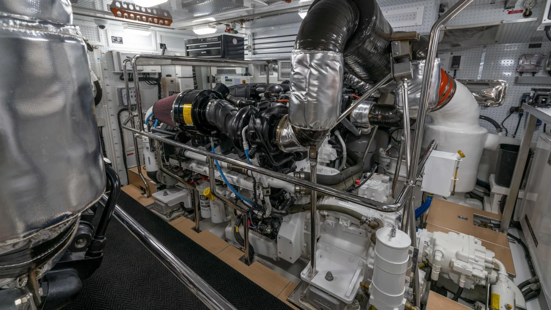 a machine with a large metal pipe aboard BLUE CHIP Yacht for Sale