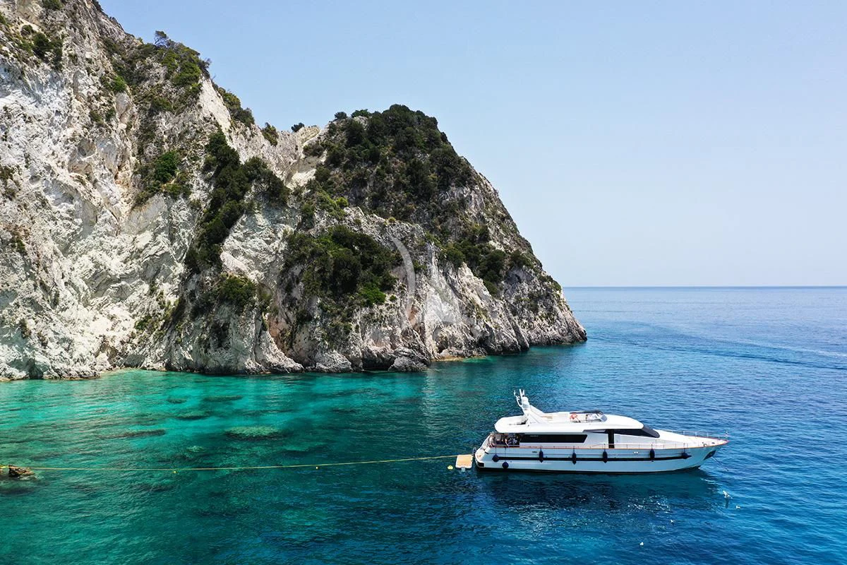 a boat in the water aboard ACIONNA Yacht for Sale