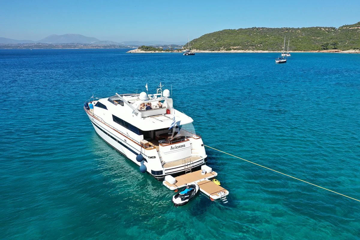 a boat on the water aboard ACIONNA Yacht for Sale