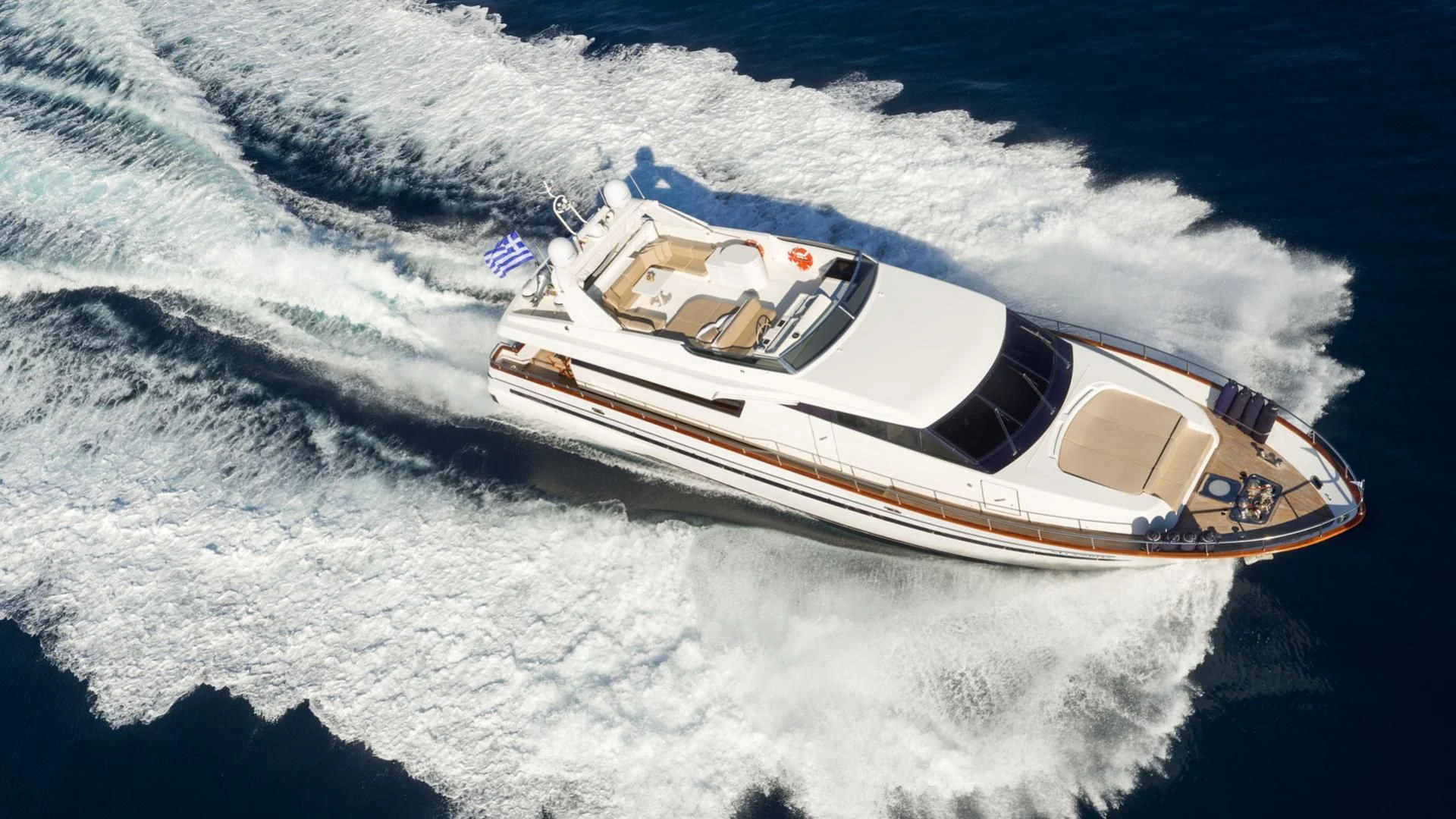 a high angle view of a boat aboard ACIONNA Yacht for Sale