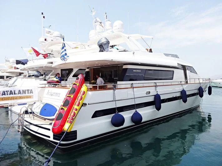 a boat with people on it aboard ACIONNA Yacht for Sale