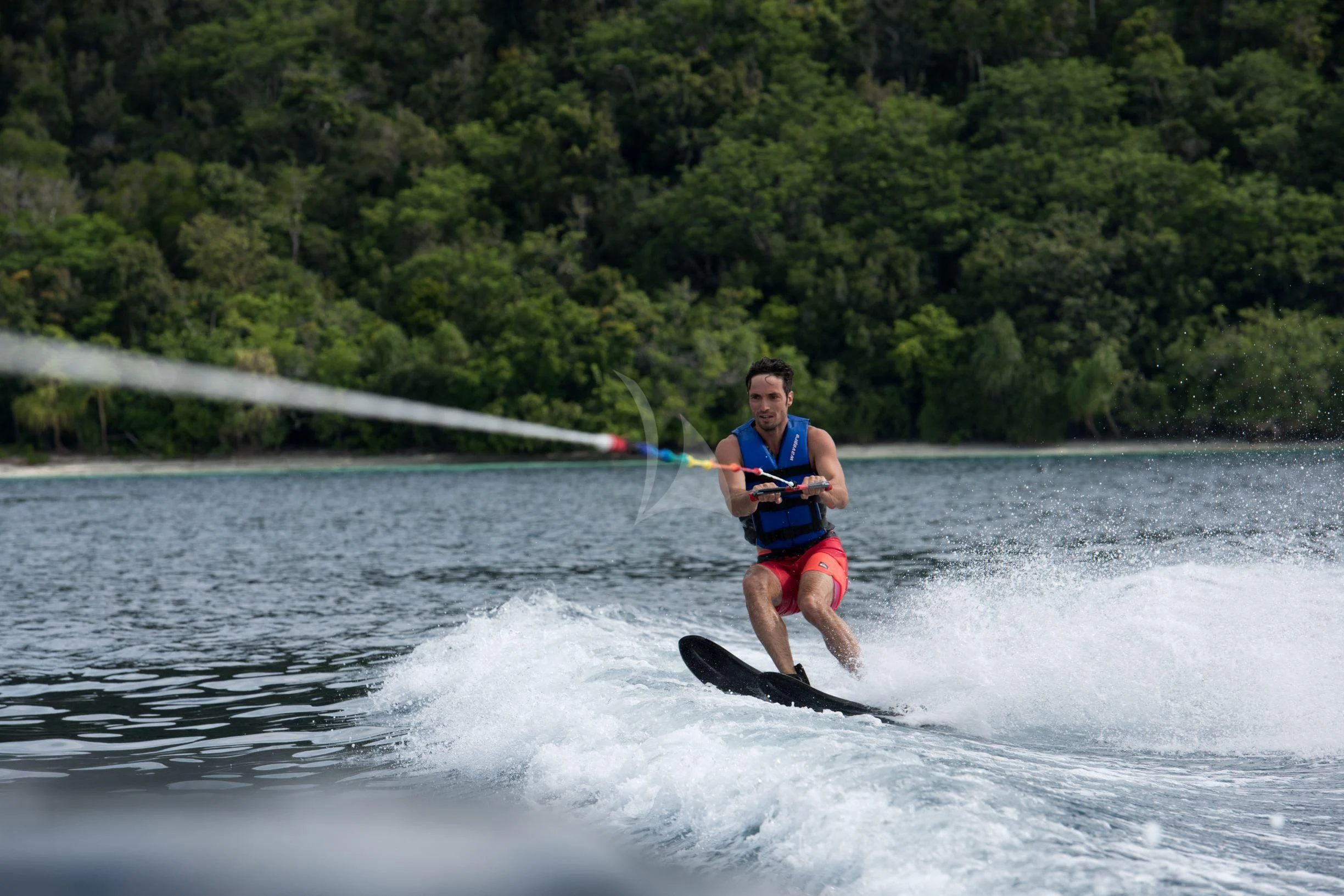 a man water skiing aboard SEQUOIA Yacht for Sale