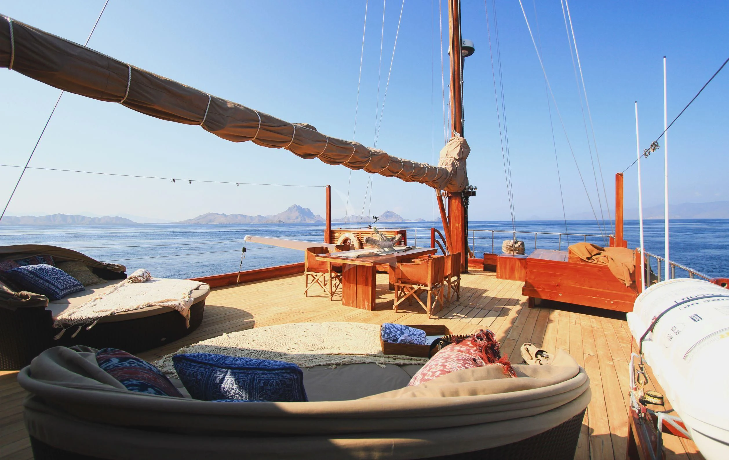 a boat is parked on the shore aboard SEQUOIA Yacht for Sale