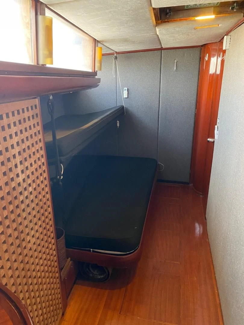 a small blue rectangle box in a kitchen aboard LAUREN L Yacht for Sale