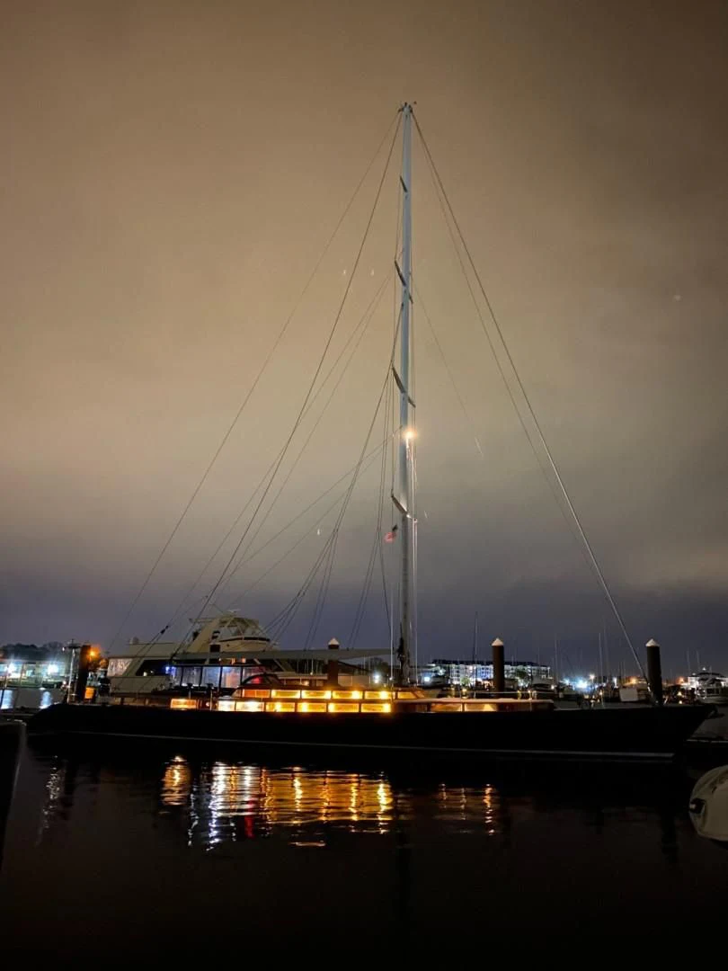 a large sailboat on the water aboard LAUREN L Yacht for Sale