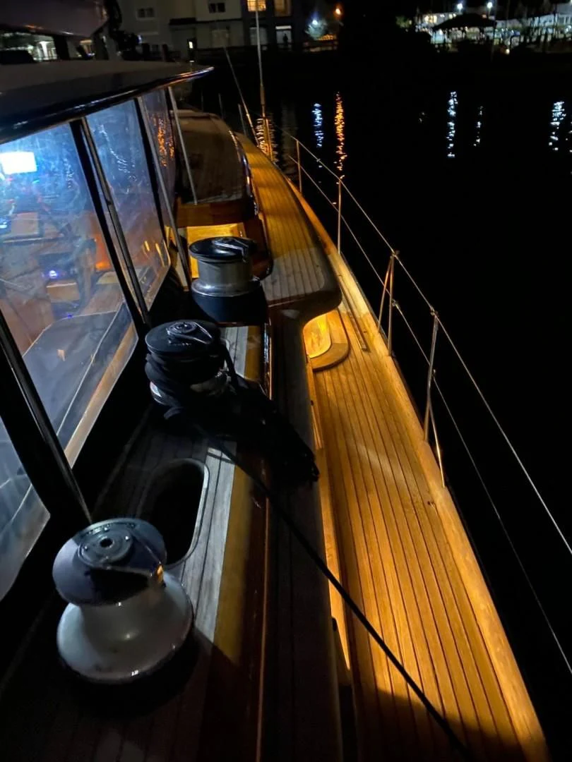 a large metal object on a sidewalk aboard LAUREN L Yacht for Sale