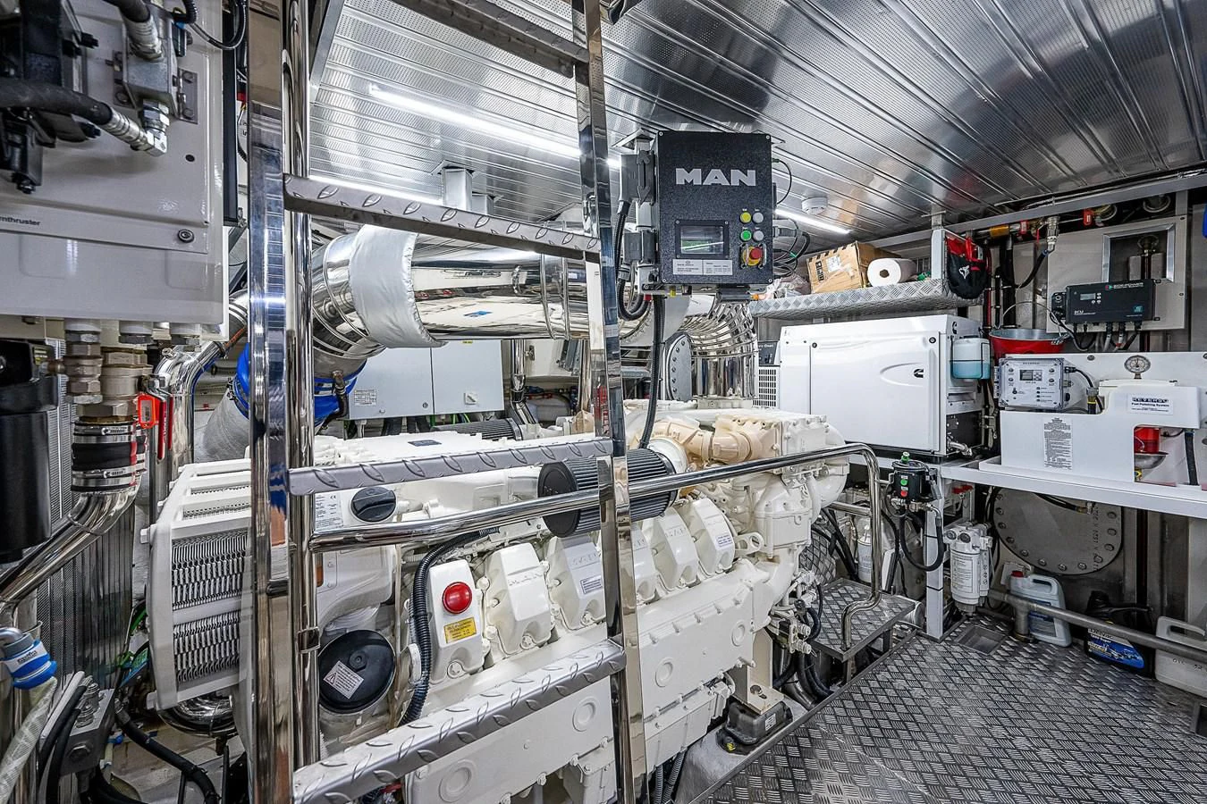 a factory with many machines aboard SO SO NICE Yacht for Sale