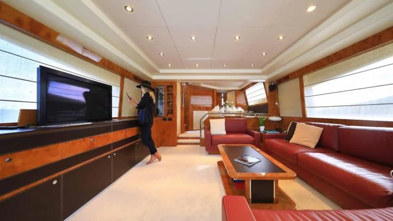 a person standing in a room aboard 888 Yacht for Sale