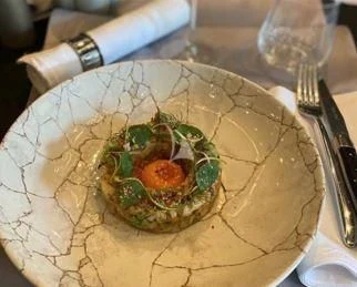 a plate of food aboard 888 Yacht for Sale
