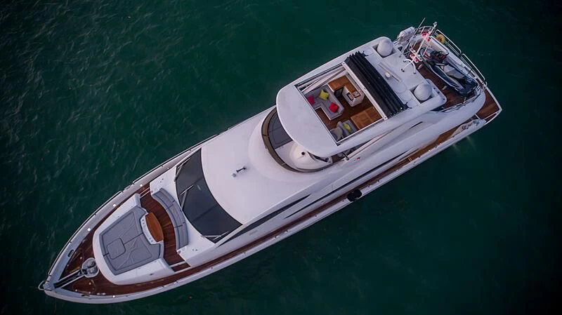 a high angle view of a boat aboard SYDNEY Yacht for Charter