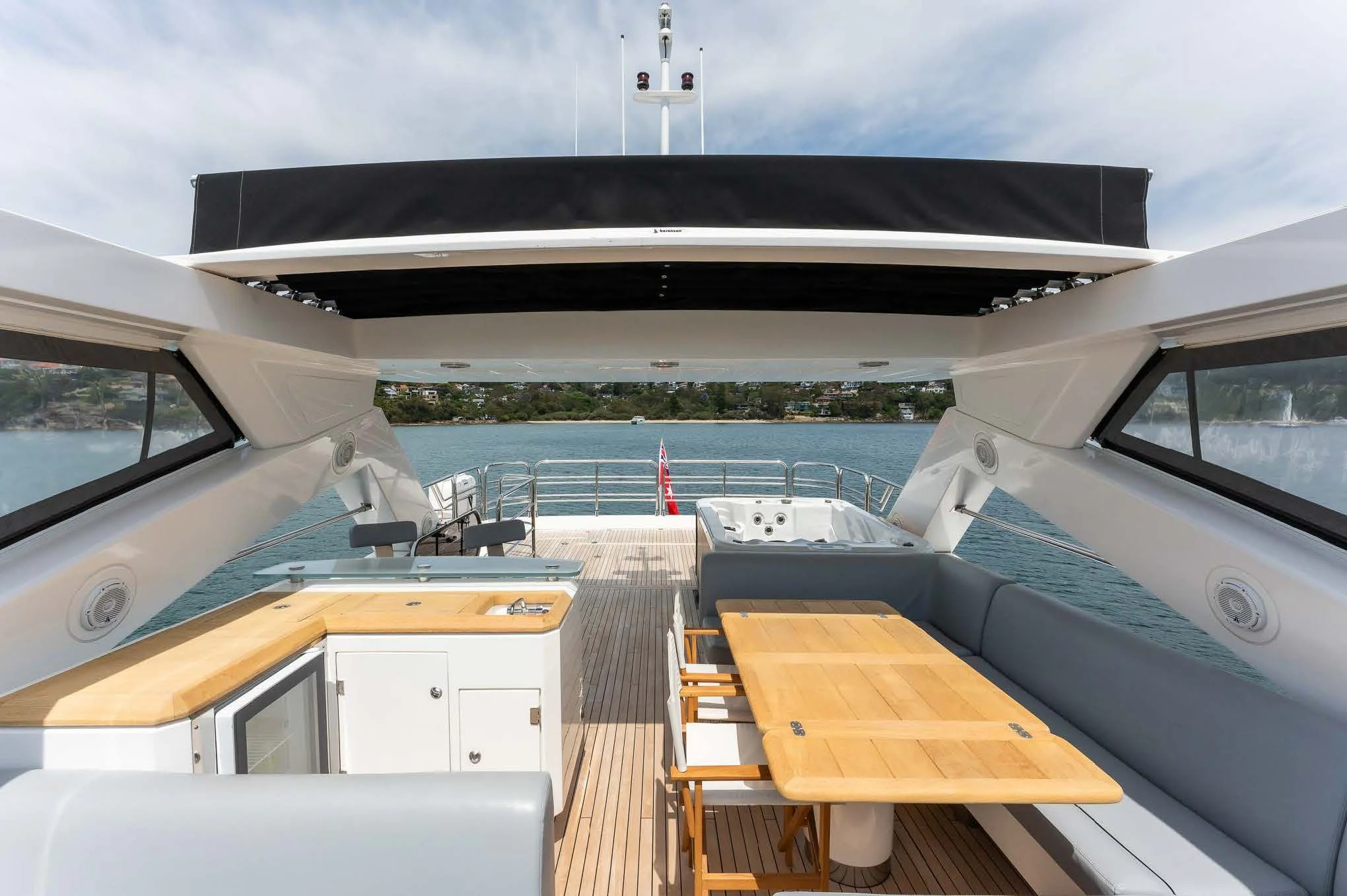 a boat on a deck aboard SYDNEY Yacht for Charter