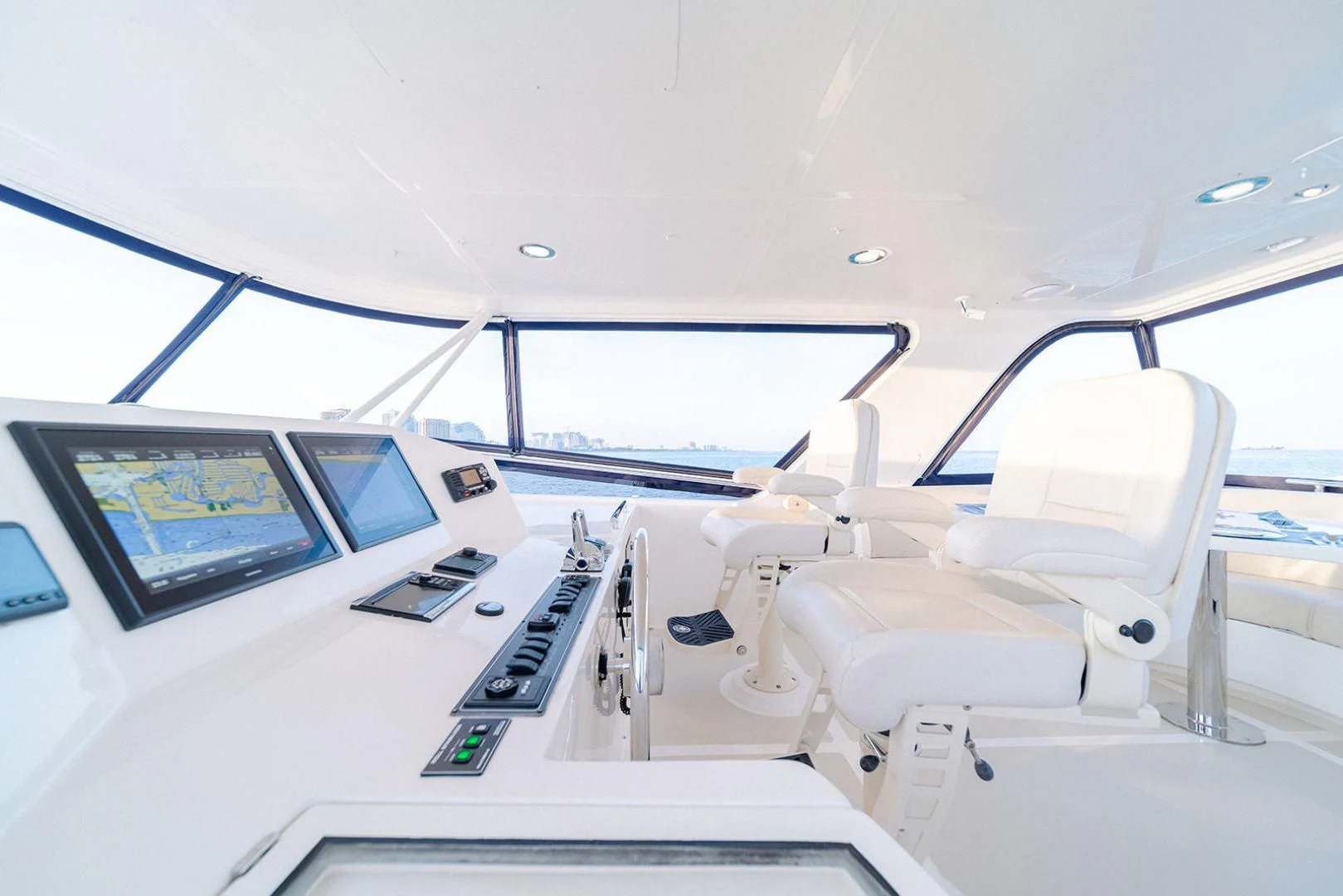inside of a white car aboard EASYWAY Yacht for Sale