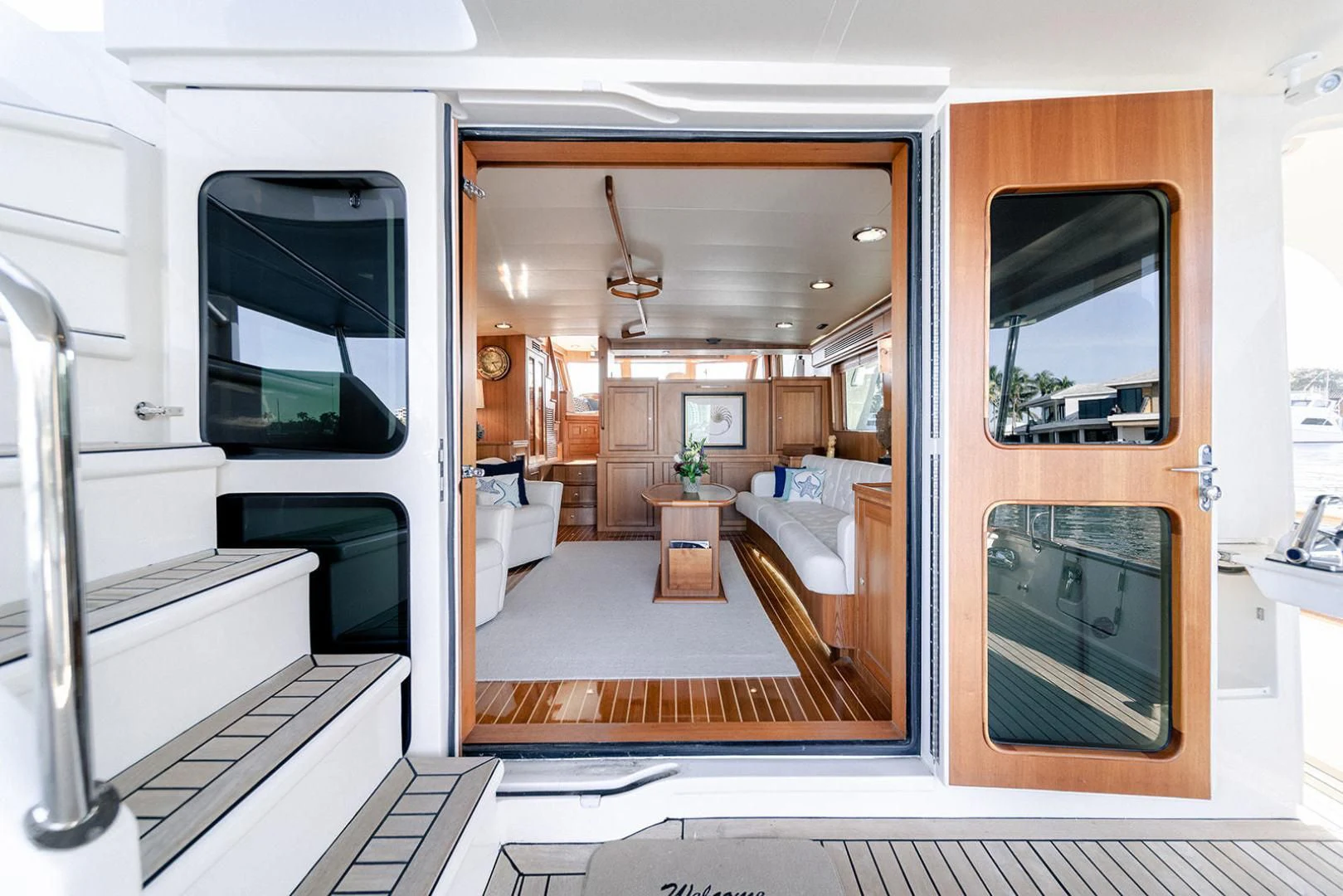 a room with a door open aboard EASYWAY Yacht for Sale