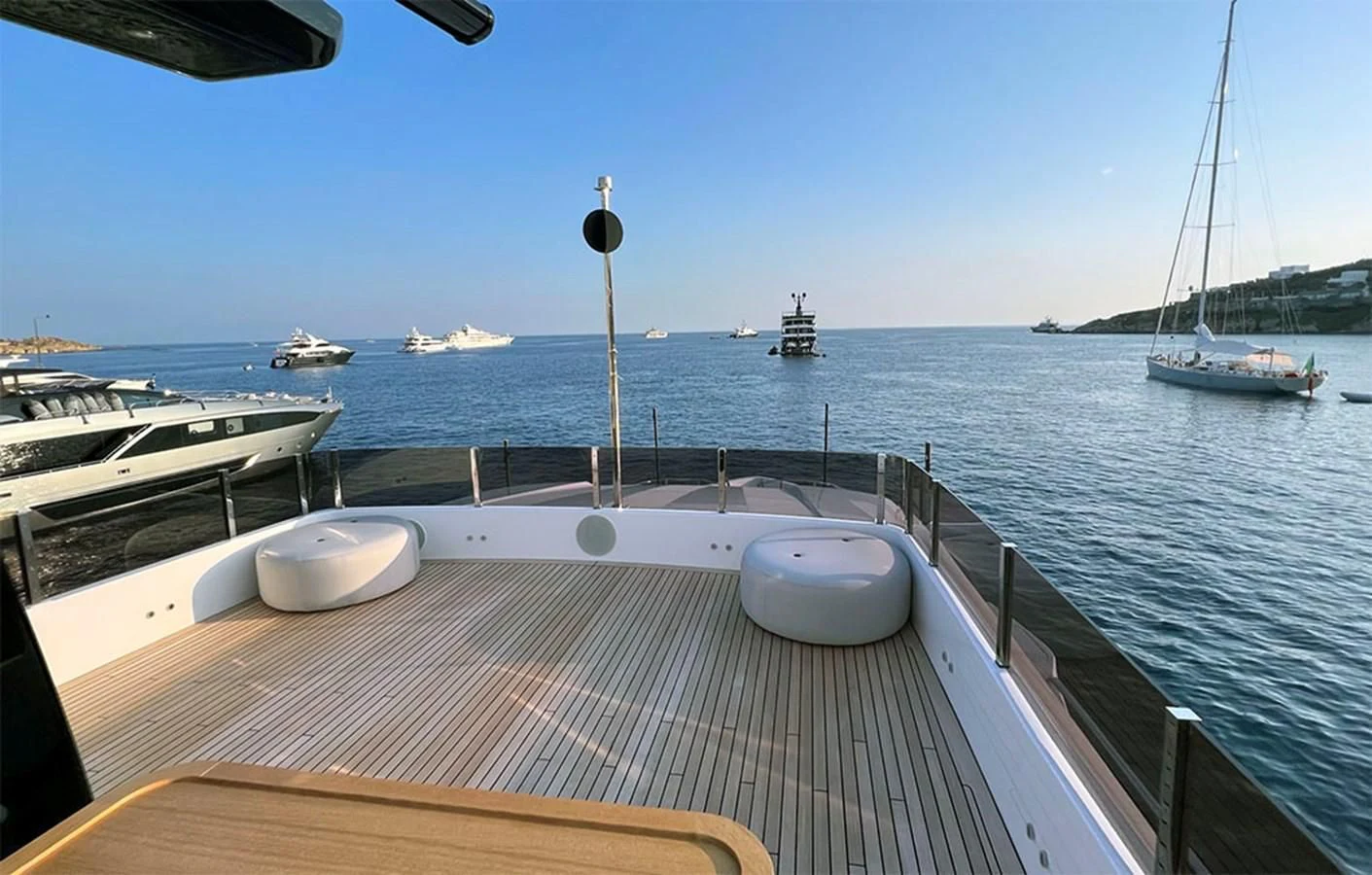 a deck with boats in it aboard CHECKMATE Yacht for Sale