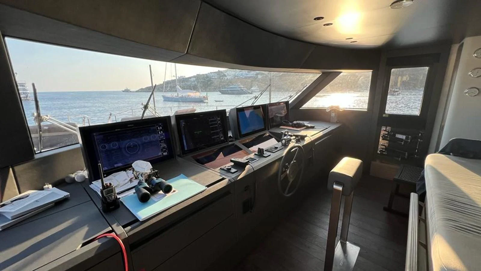 a room with many computers aboard CHECKMATE Yacht for Sale